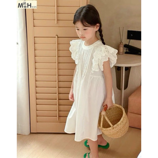Váy thô boi kiểu dáng babydoll cho bé. Đầm tay ren cánh tiên điệu đà. Váy thô boi trắng cho be
