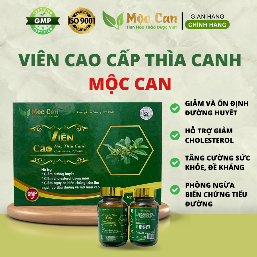 Viên uống tiểu đường cao dây thìa canh Mộc Can hạ và ổn định đường huyết, huyết áp, viên thìa canh giảo cổ lam