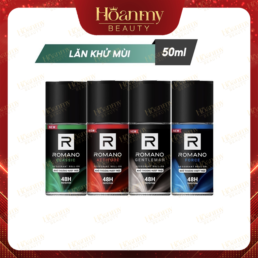 Lăn khử mùi nam kháng khuẩn & khô thoáng cả ngày Romano 50ml