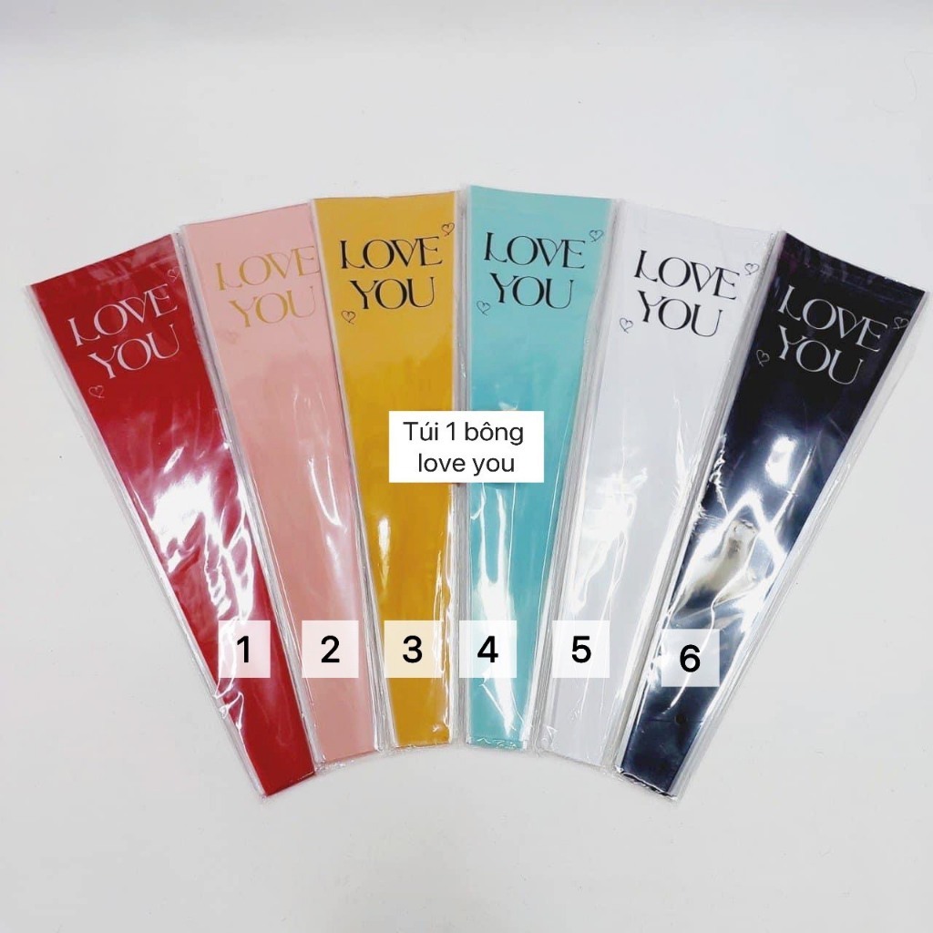 50 túi 1 bông không thấm nước Just for you Love you túi bóng kính đựng hoa 1 bông hoa sáp hoa tươi