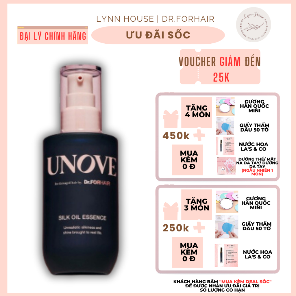 UNOVE Silk Oil Essence (Tinh chất dưỡng tóc bóng mượt không bết dính)