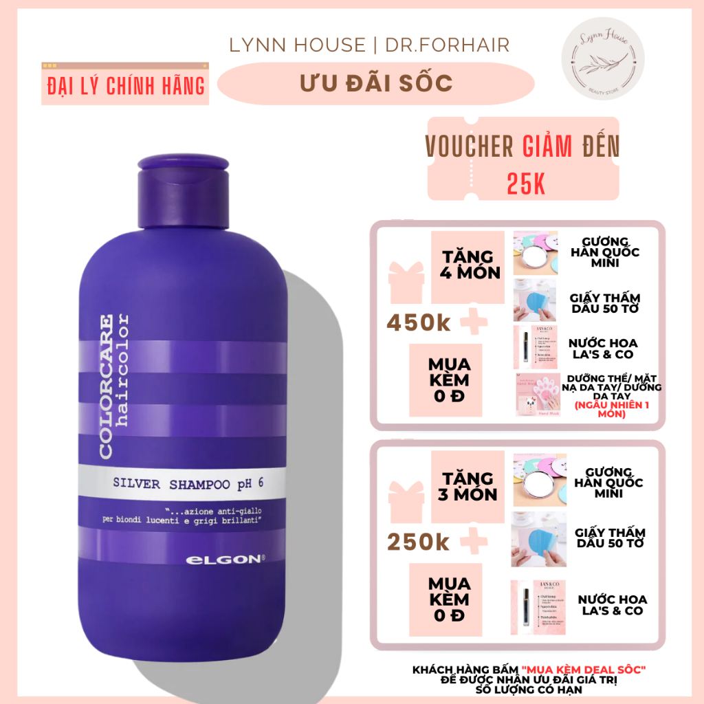 Dầu gội tím Elgon - khử vàng và giữ màu dành cho tóc tẩy nhuộm màu thời trang