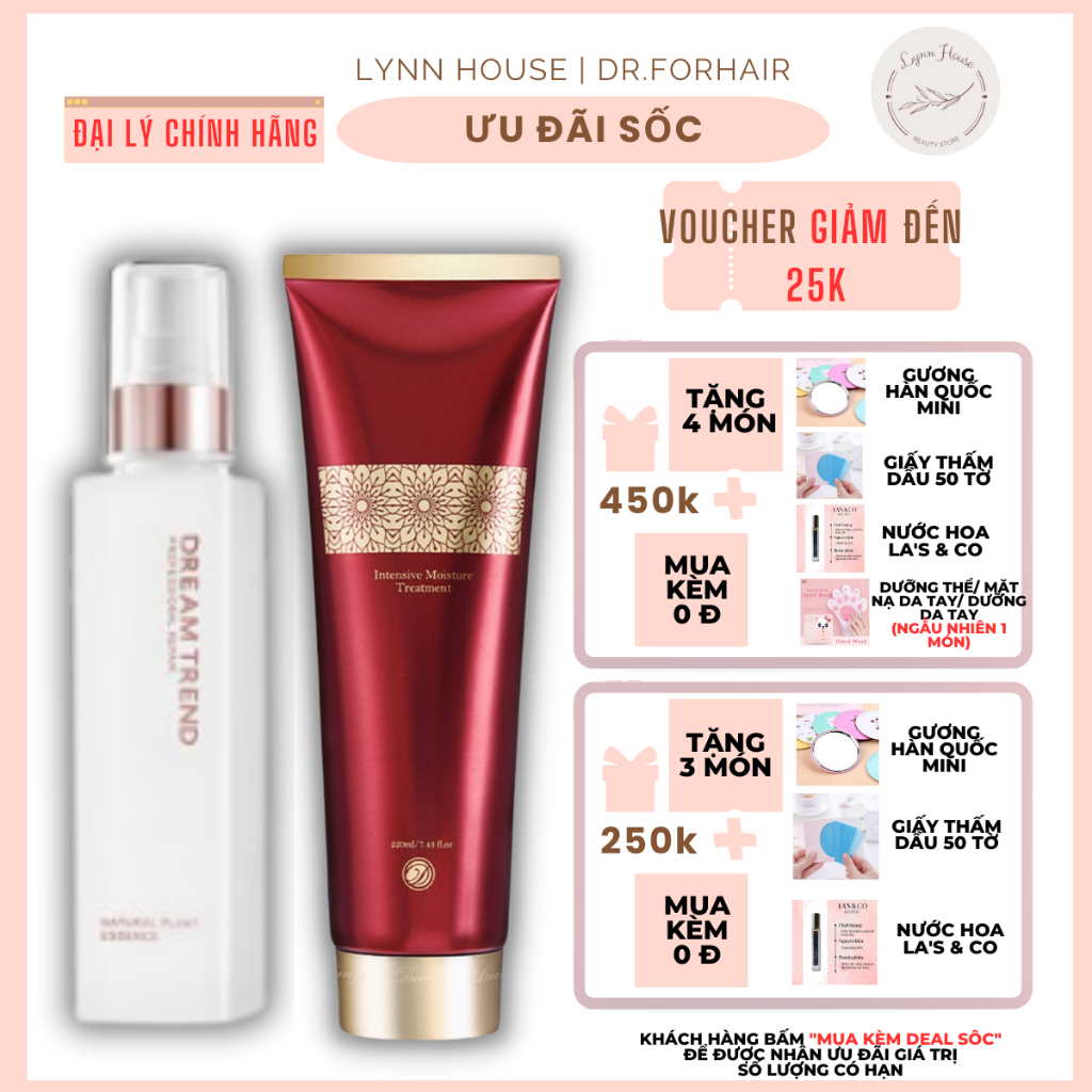 Combo Mask Đỏ + Dưỡng tóc AHA Hồng Dream Trend