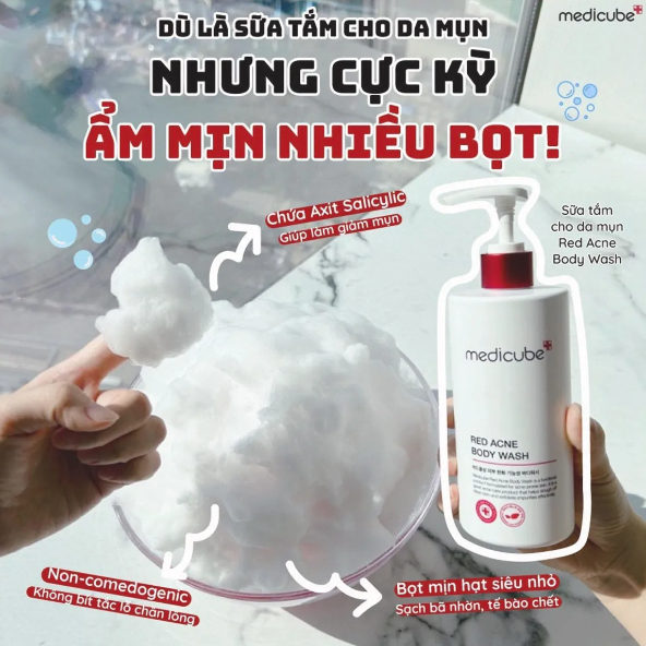Xịt Dưỡng và Sữa Tắm Giảm Mụn Cơ Thể MEDICUBE Red Clear Cica Body