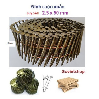Đinh cuộn xoắn 2.5x60mm - cuộn 300 cây đinh - Đinh cuộn pallet - đinh đóng gỗ