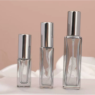 Chai chiết nước hoa thủy tinh thân xám trong nắp xám đen dung tích 5ml, 10ml, 20ml vòi xịt phun sương sang trọng.