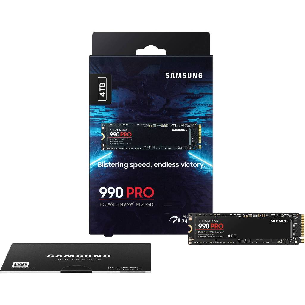 Ổ cứng SSD Samsung 990 PRO 4TB New 100% PCIe Gen 4.0 x4 NVMe V-NAND M.2 2280 (MZ-V9P4T0BW) BH 5 Năm