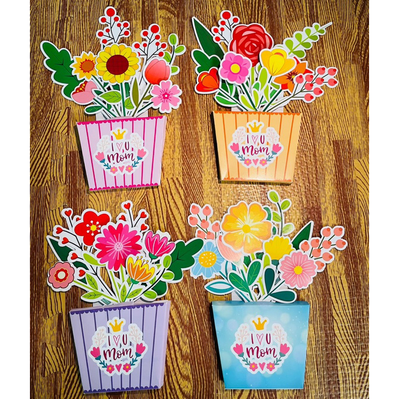 Thiệp bó hoa, thiệp tô màu, thiệp giỏ cắm, thiệp chậu hoa 8/3, 20/10 - thiệp viết lời chúc ngày lễ T
