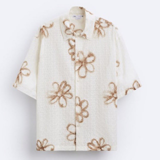 Áo sơ mi nam zara authentic embroidered floral print size m