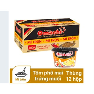 ( Thùng 12 tô ) Mì trộn Omachi xốt tôm phô mai trứng muối hộp 105g