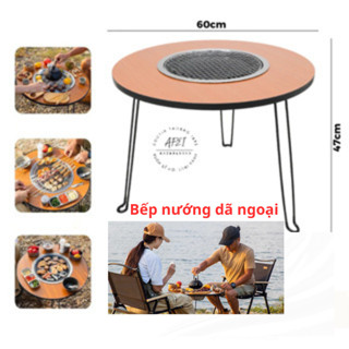 Bếp nướng than hoa gấp gọn tích hợp bàn trà sân vườn mang đi dã ngoại du lịch tiện lợi, Bếp nướng than dã ngoại gấp gọn