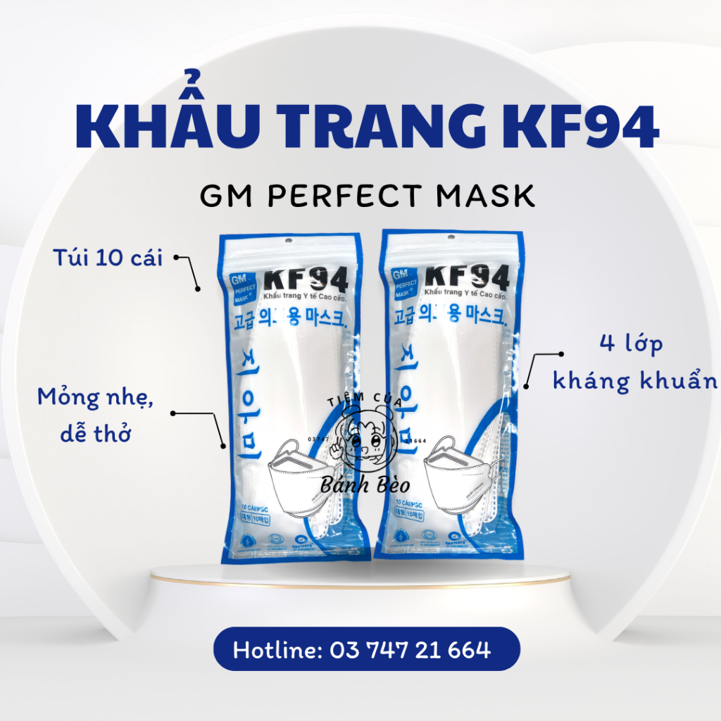 [Túi 10 cái] Khẩu trang KF94 Gia Mỹ 4 lớp kháng khuẩn mỏng nhẹ GM Perfect Mask | Tiệm Của Bánh Bèo