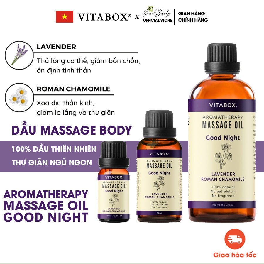 Dầu Massage Body Mát Xa Thư Giãn Ngủ Ngon Thiên Nhiên VITABOX Good Night Aromatherapy Massage Oil