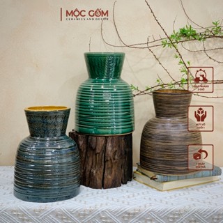  Bình hoa dáng đầm búp bê cao 22cm đáy 18cm chắc chắn cắm hoa ly hoa kèn hoa dơn tuyết mai Bát Tràng Việt Nam 