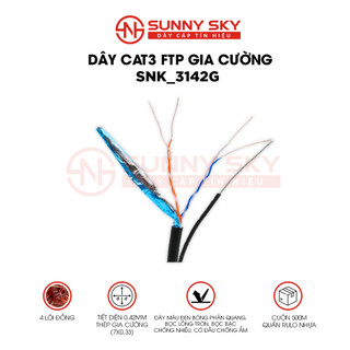 Dây cáp mạng ngoài trời, 4 sợi gia cường, 4 sợi cường lực. Bọc bạc chống nhiễu, có dầu chống ẩm (bấm sẵn 2 đầu)