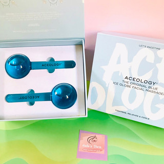 Thanh quả cầu thuỷ tinh lăn đá lạnh massage mặt aceology the original blue ice globe facial massager