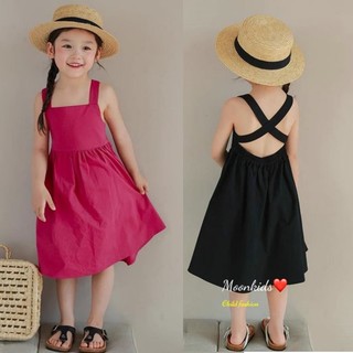 Váy bé gái 2 dây chéo cổ vuông cho bé cao cấp từ 10-22kg