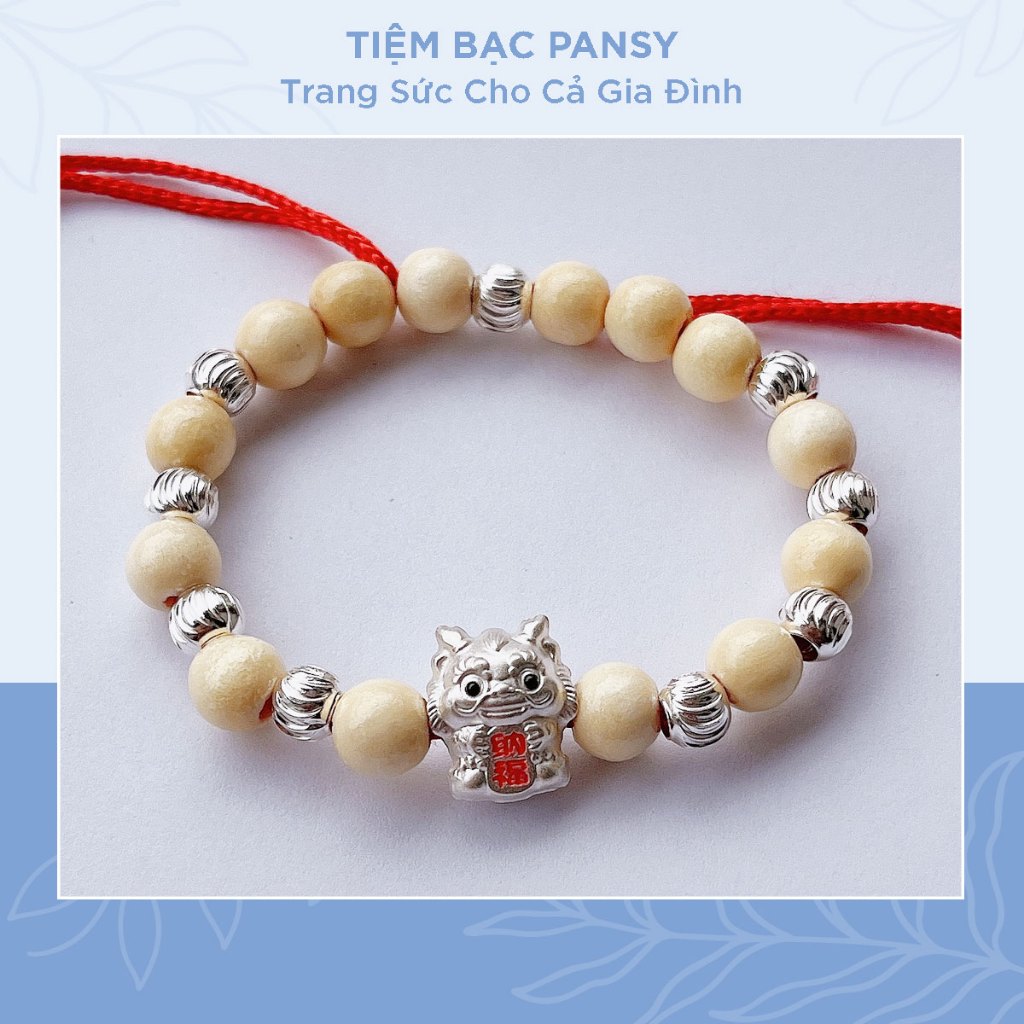 Vòng dâu tằm charm con Rồng 7 bi và 9 bi cho bé gái, trai - Vòng tay dâu tằm mix charm bạc thật giúp bé ngủ ngon