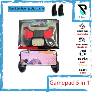 Combo tay cầm 5 in 1 đa dụng gồm cả nút bắn, joystick giá đỡ điện thoại hỗ trợ chơi game PUBG, Freefire, Liên quân....