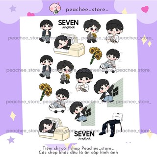 Sticker Jungkook BTS Seven chibi hình dán trang trí sổ tay khổ A5