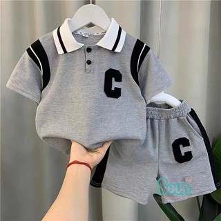 Sét quần áo Thun Cộc Tay + Quần Short Thời Trang Mùa Hè Bé Trai họa tiết chữ C- ---MÃ CHỮ C