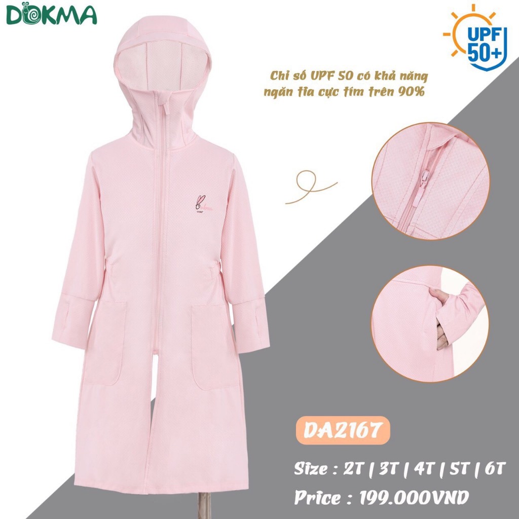 Áo chống nắng Dokma thân dài cho bé 2-6Y
