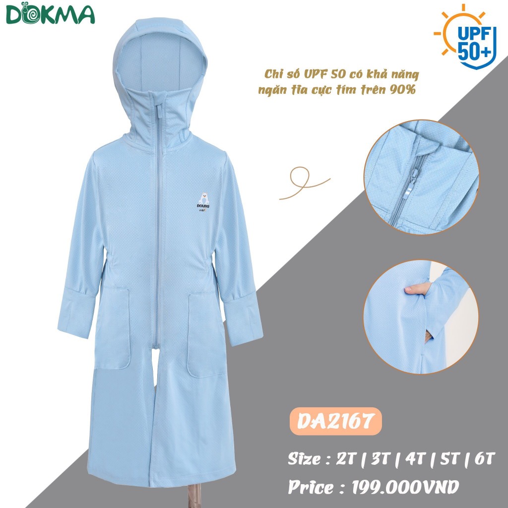 Áo chống nắng Dokma thân dài cho bé 2-6Y