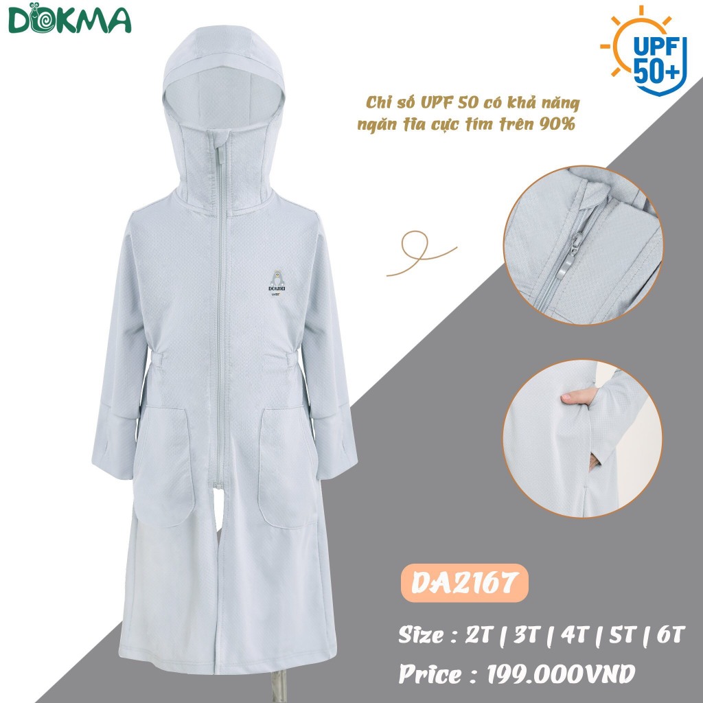 Áo chống nắng Dokma thân dài cho bé 2-6Y