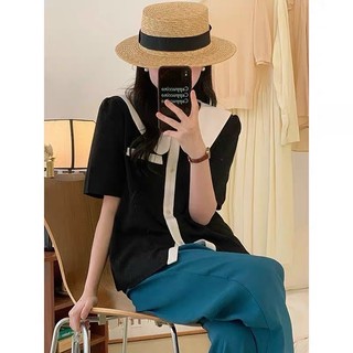 𝗟𝗔 𝗖𝗛𝗔𝗥𝗠𝗘́ |Áo sơ mi cộc cổ sen dọc 6217