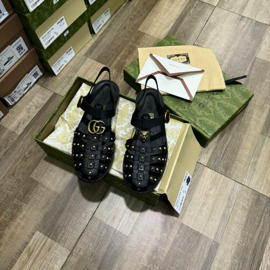 [ Siêu phẩm QC ] Dép Sandal giọ thời trang Gucci GC mặt hổ tán đinh LA 1-1 on web