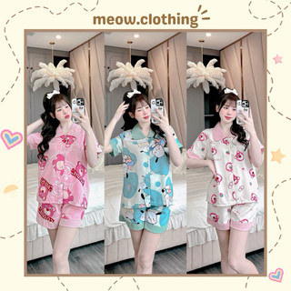 Đồ Bộ Mặc Nhà Pijama Tay Ngắn Quần Đùi Chất Liệu Mango Mềm Mịn Mát - Meow Clothing