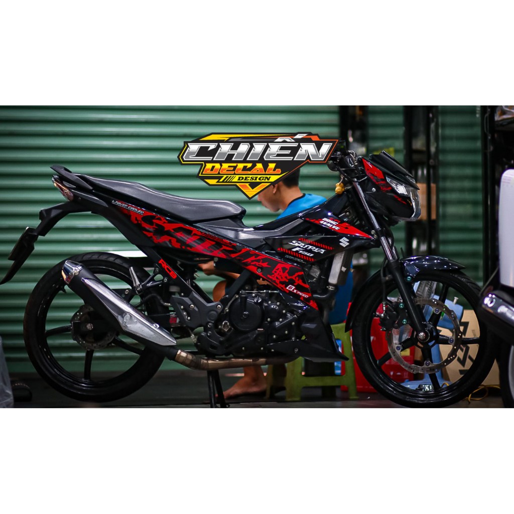 Tem rời Satria F150 mẫu tem zin đỏ đen