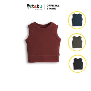 Áo Croptop(dài ngang rốn) Sát Nách Bé Gái PISARO chất vải cotton gân cao cấp co dãn 4 chiều an toàn với làn da của bé