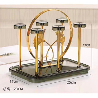 Khay Úp Cốc Ly  Cao Cấp Inox Mạ Vàng Cao Cấp Sang Trọng Phong Cách Hoàng Gia