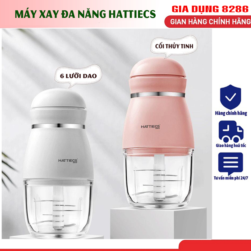 Máy Xay Đa Năng Hattiecs 6 Lưỡi Cối Thủy Tinh Cho Bé Ăn Dặm