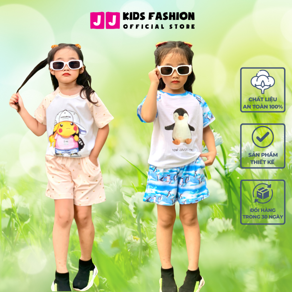 Bộ bé gái mùa hè JJ Kids, vải cotton họa tiết dễ thương, năng động cho trẻ em 2,3,4,5,6,7,8,9,10,11,12 tuổi  [JJK_B5]