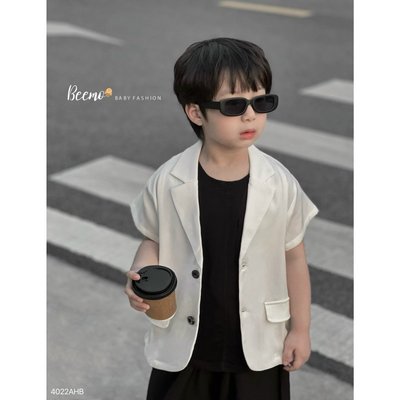 Áo vest cộc Beemo vải tech chéo mềm phối khuy basic đứng form cho bé trai từ 9-25kg 4022AHB