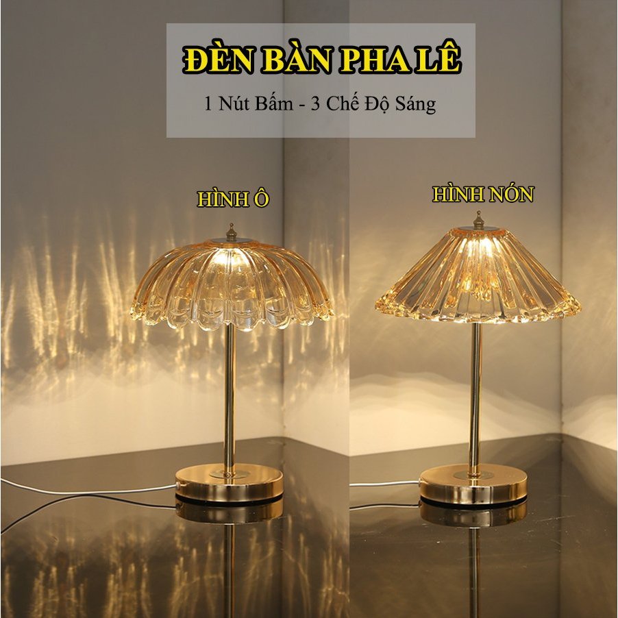 Đèn Bàn Pha Lê Decor DB-89023 - Hình Ô , Hình Nón - Cắm Điện - Decor Phòng Ngủ, Phòng Khách - Bảo Hà