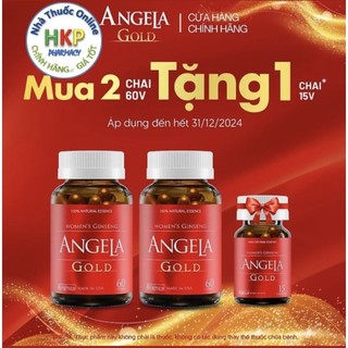 Combo 2 hộp 60 viên Angela gold hỗ trợ sức khỏe và tăng cường sinh lý nữ tặng 1 hộp 15 viên, không chứa mầm đậu nành
