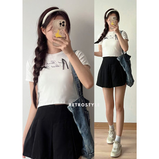 Áo thun babytee đính ruy băng nơ đen - Retrostyle - Ao0142_P8K9