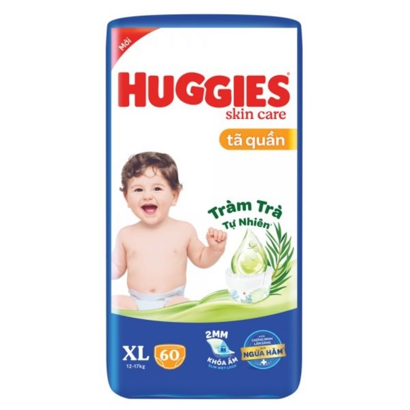 Tã bỉm Huggies quần cực đại size M76/L68/XL60/XXL54 tràm trà tự nhiên, tặng thêm miếng