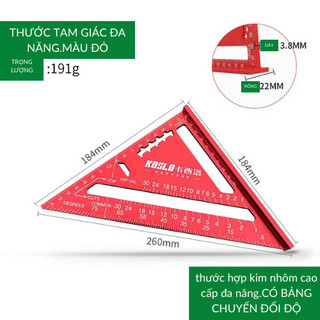 Thước hợp kim tam giác hệ 7inch/ hệ 184mm đa năng