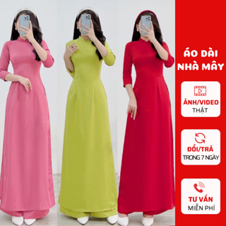 Áo Dài Nữ Truyền Thống Màu Trơn, 4 Tà, Lụa Chiffon Cao Cấp, Cổ Cao 2cm