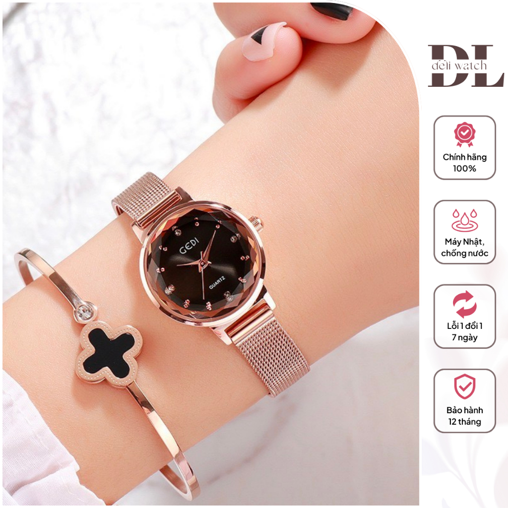 Đồng hồ Nữ Dây Thép Chính Hãng, Thiết Kế Tinh Tế Thanh Lịch - 3802 - Tặng vòng cổ