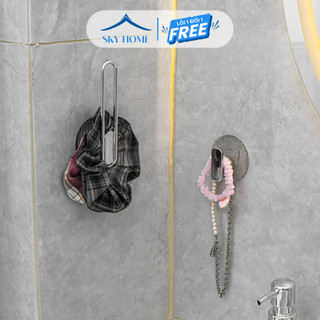 Móc dán tường trong suốt treo đồ đa năng, móc treo chìa khóa dây buộc tóc siêu dính siêu chắc - sky home