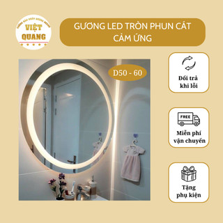 Gương Led Tròn Phun Cát Cao Cấp Nhà Tắm 50cm
