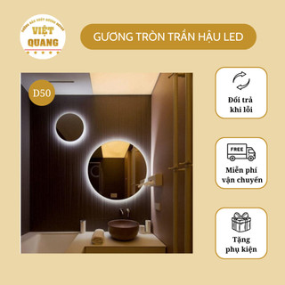 Gương tròn treo tường đèn led cảm ứng, Gương nhà tắm cao cấp kích thước 50cm, 60cm chất lượng hình ảnh sắc nét