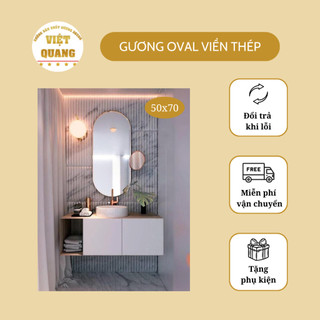 Gương oval hình con nhộng cao cấp treo tường viền thép đen vàng trắng cho phòng tắm bàn trang điểm phòng ngủ Gương Decor