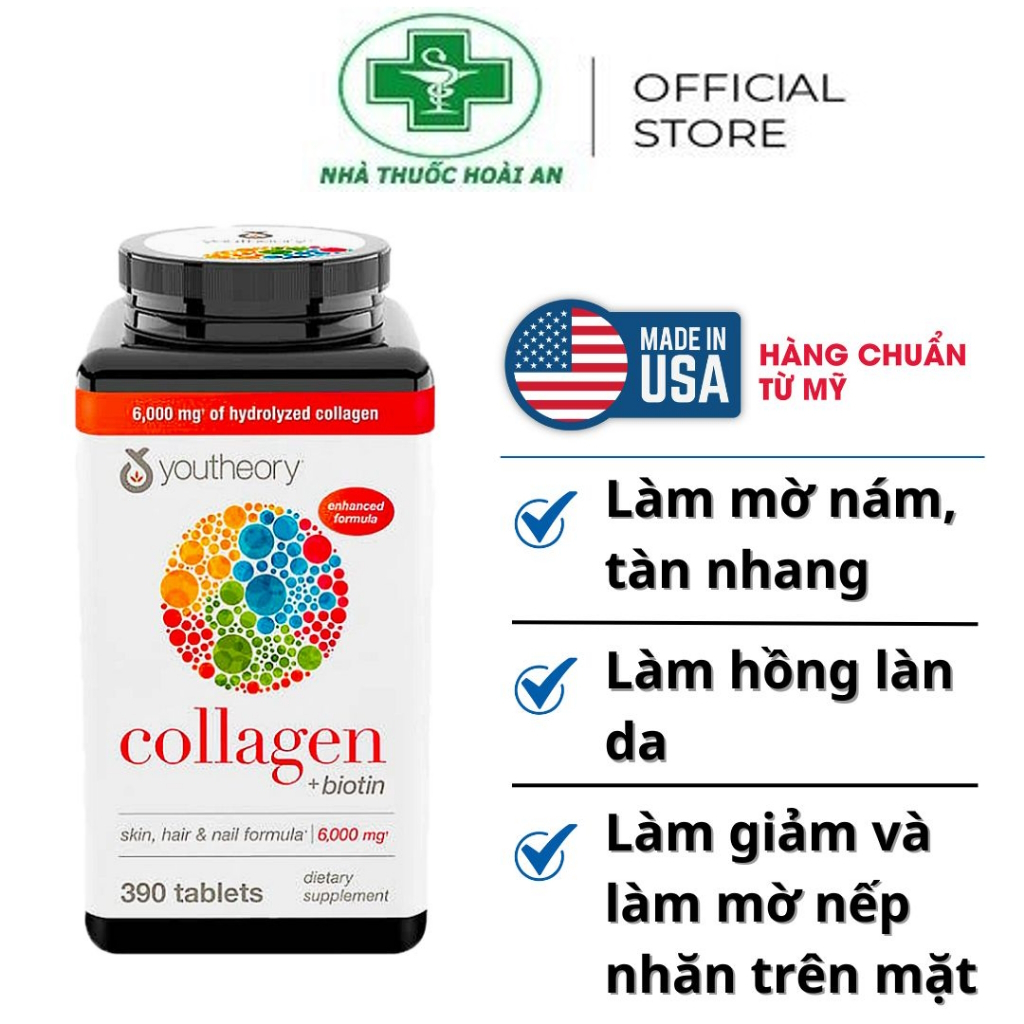 Collagen Kirkland Signature - viên uống bổ sung collagen youtheory Mỹ 390