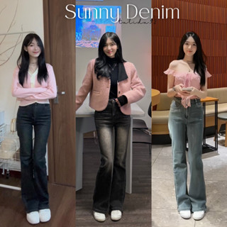 Quần Jean Ống Loe "Sunny Denim" TULIDU Dáng Bootcut Lưng Cao Chất Cotton Jean Co Giãn Mềm Mịn Màu Retro #LY59